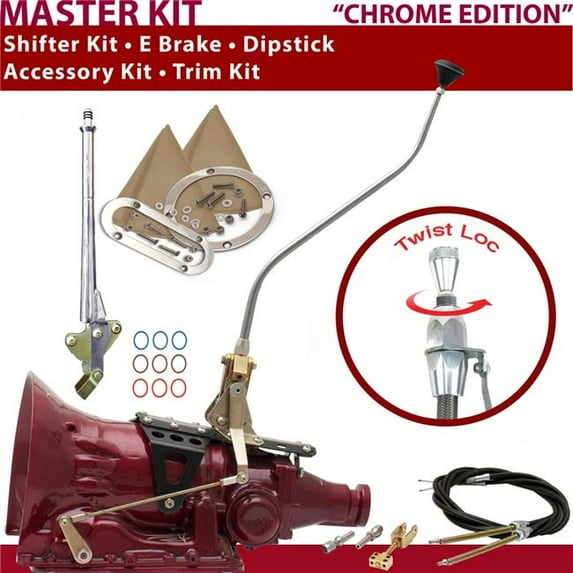 American Shifter C4 Shifter Kit Chrome 23 in. Swan E Brake Cable Trim Kit Dipstick for F7811