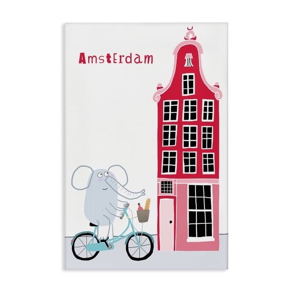 Elephant & Amsterdam Building Canvas Wall Art, design by Carla Daly