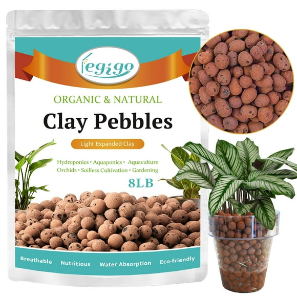 Legigo 8 LBS Organic Expanded Clay Pebbles 4mm-16mm Lightweight Clay Leca Balls for Plants Natural Hydroton Clay Pebbles for Hydroponic & Aquaponics Growing Orchid Potting Mix Drainage Terrarium