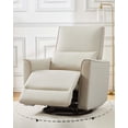 thumbnail image 4 of BeesClover Swivel Rocking Recliner Chair, Manual Recliner Glider with Lumbar Support & Faux Leather Upholstery, Comfortable Rocker Recliner for Living Room, Bedroom, Nursery, 4 of 9