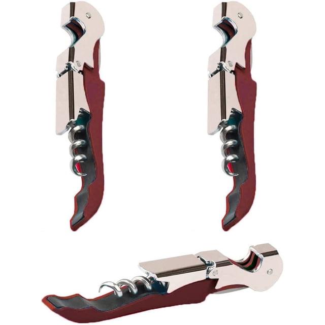 Professional Waiter Corkscrew Wine Openers Set (2 PCS),Upgraded With Heavy Duty Stainless Steel Hinges Wine Key for Restaurant Waiters, Sommelier, Bartenders (Wine Red)