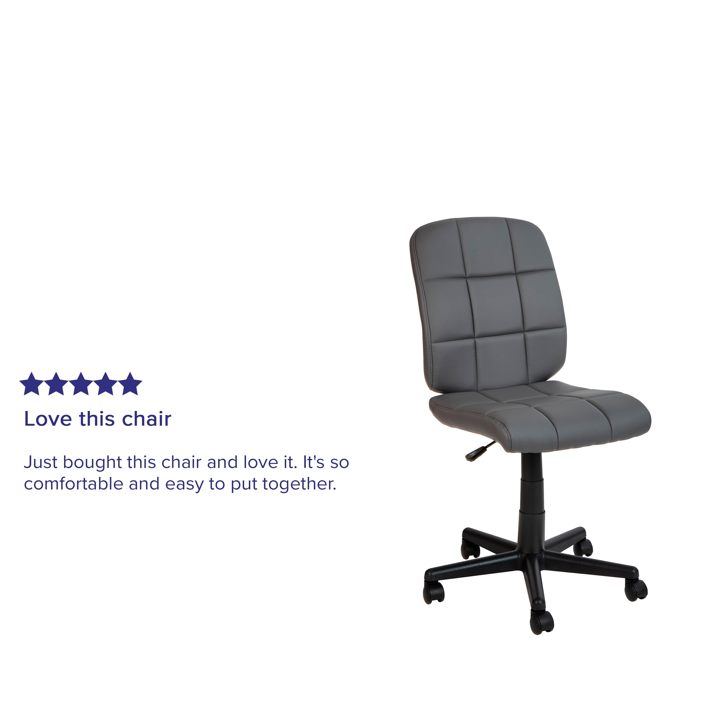 Flash Furniture Mid-Back Gray Quilted Vinyl Swivel Task Office Chair