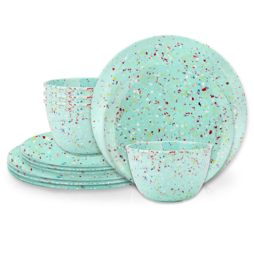 Zak Designs Confetti Dinnerware Set Mint , 12piece set