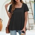 thumbnail image 4 of Womens Summer Tops Casual Square Neck Puff Short Sleeve T Shirts, 4 of 4