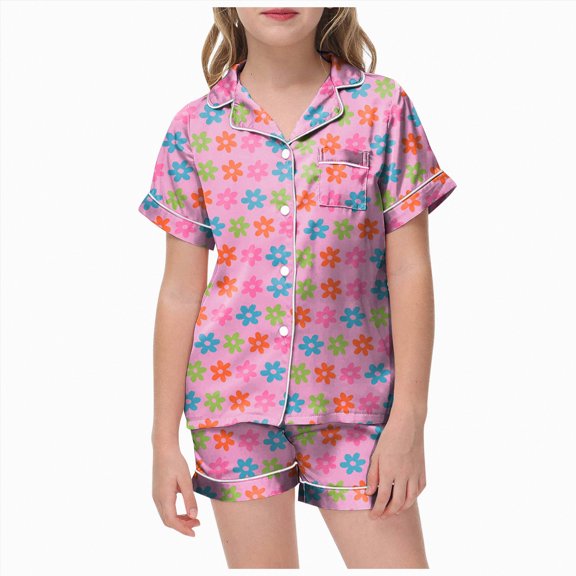 Kogui Kids Pajamas Girls Little Girls Pajamas Summer Short Sets Sleepwear Toddler Pjs Clothes 2T 3T (Pink,2-3 Years)