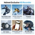 thumbnail image 4 of Motorcycle Helmet Bluetooth Headset, Wireless Camera Recorder with 1080P, 120°Wide Angle，HD Video/Photo, Body 360°Adjustment, Bluetooth 5.3, Smart Noise Reduction, IP66, 32GB TF Card, 4 of 15