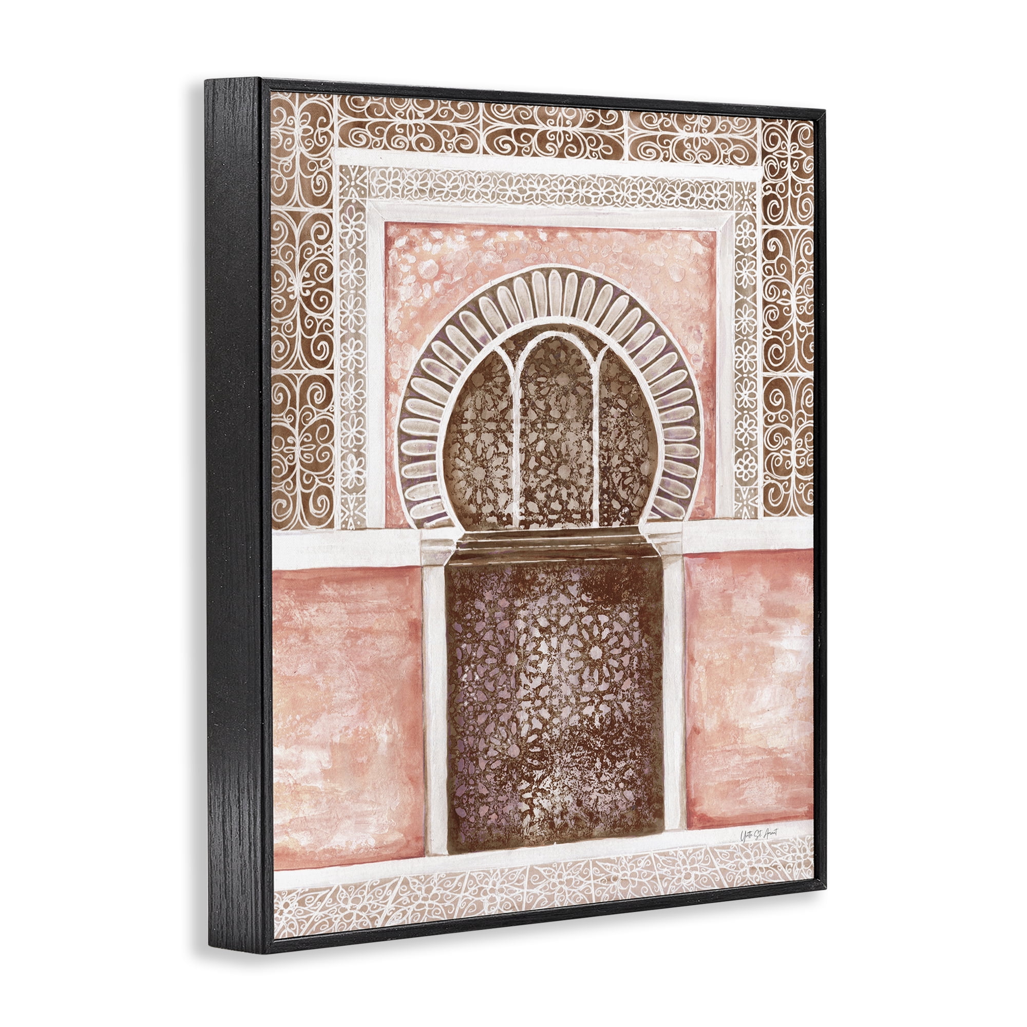 Stupell Industries Moroccan Tiled Alcove Town & City Painting Black Framed Art Print Wall Art, 16 x 20