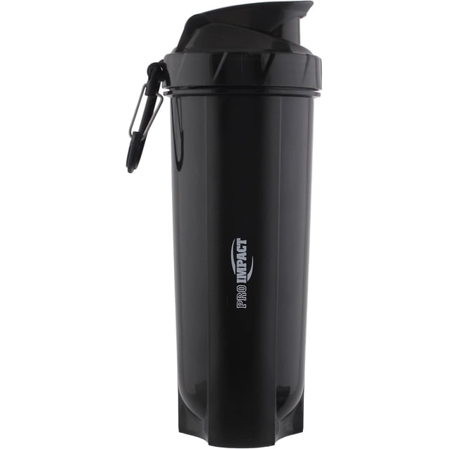 Pro Impact Shaker Cups for Protein Shakes – 24.5 Oz Protein Shaker with Carabiner Hook – Leakproof Impact Resistant Shaker Bottles for Protein Mixes – Protein Shake Blender for Gym, On The Go - Black