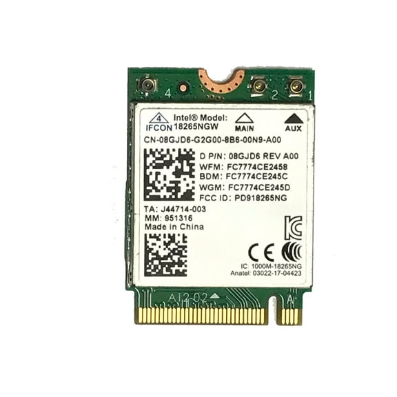Dell Latitude 5580 7480 Intel Wireless-AC Card 18265NGW NGFF Bluetooth 4.2 A00 8GJD6 CN-08GJD6 (New)