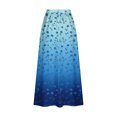 thumbnail image 4 of Women's Printed Elastic Waistband Pleated Pocket Skirt With Mid Calf Skirt Blue L, 4 of 5