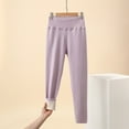 thumbnail image 4 of Riforla Thermal Leggings High Waisted Lamb Lined Slim Fit Stretchy Warm Base Layer Pants Cold Weather Comfort Warm Tights for Women Light Purple L, 4 of 5