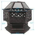 thumbnail image 4 of Wood Burning 22'' Fire Pit for Outside, Premium Hex-Shaped Steel Fire Pit w/Flame-Retardant Lid, Metal Fire Pit w/Poker, Multifunctional Heater/Grill/Ice Pit for Backyard Patio Garden BBQ Grill, S8014, 4 of 8