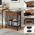thumbnail image 4 of End Table with Charging Station, Flip Top Side Table with USB Ports and Outlets, 3-Tier Storage End Table for Small Spaces, Living Room, Bedroom, Brown, 4 of 8