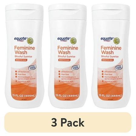 (3 pack) Equate Feminine Wash for Sensitive Skin, Blissful Sunrise Scented, 15 fl oz, Compare to Summer's Eve® Morning Paradise Cleansing Wash Ingredients