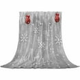 thumbnail image 2 of Christmas Throw Flannel Blanket 50x80In Red Xmas Balls White Leaf Snowflakes Grey Wood Grain Super Soft Cozy Bed Blanket, Lightweight Plush Fuzzy Bed Throw for Bedroom Sofa Couch Living Room, 2 of 4