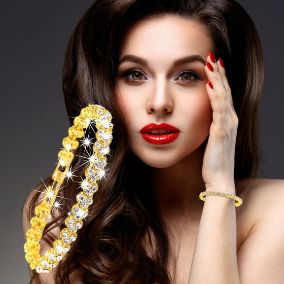 JikouIivo Diamond Inlay Bracelet Gold Plated Chain Party Wedding Accessories Jewelry Adjustable Bracelet Size 7.08In For Women Teen Girls Unisex In Women's Jewelry