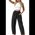thumbnail image 1 of Pantalones de Verano para Mujer, Estilo Palazzo, Holgados, de Cintura Alta, Estampados, para Vacaciones en la Playa Negro XXL, 1 of 8