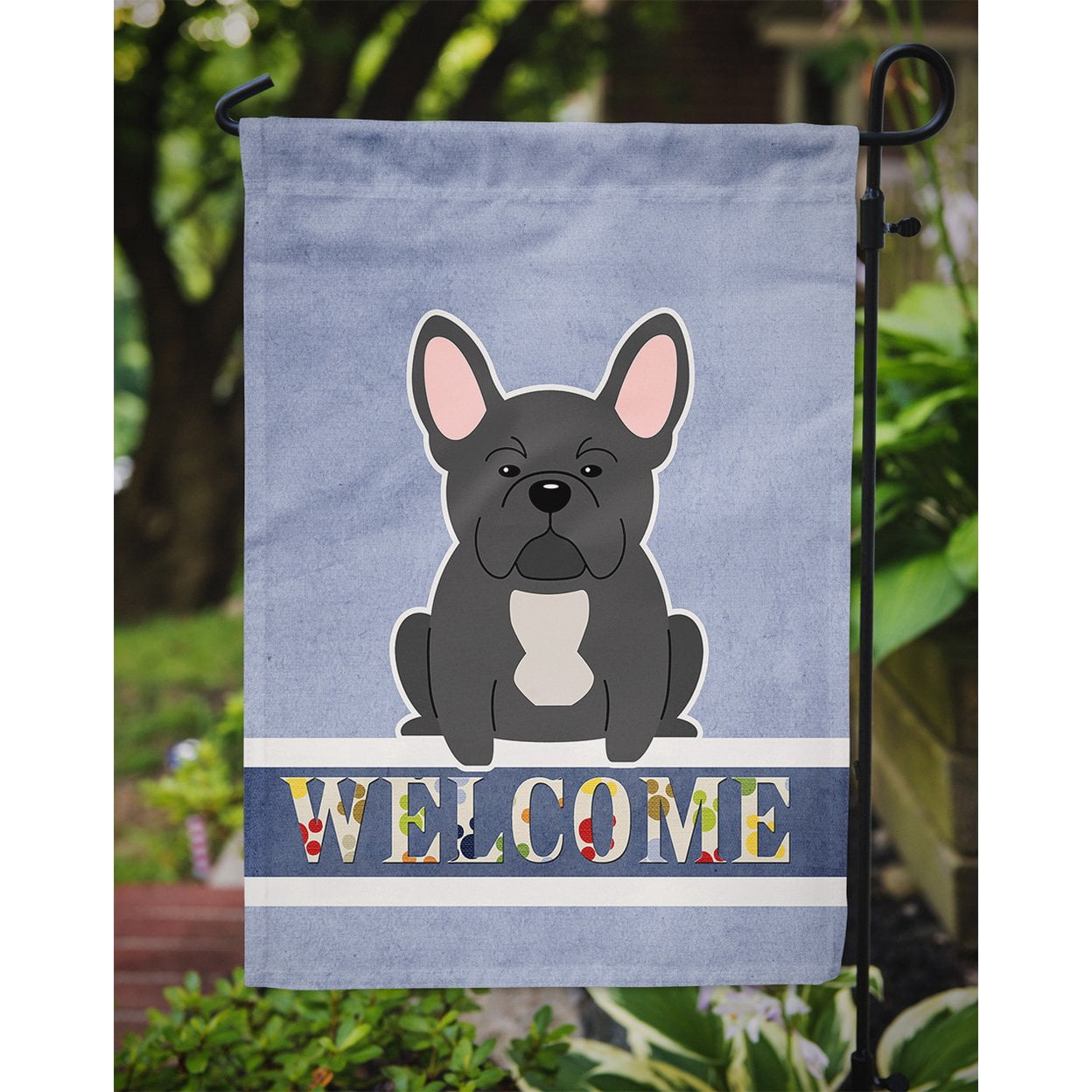 French Bulldog Black Welcome Garden Flag