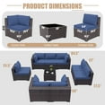 thumbnail image 2 of ALAULM 9 Pieces Patio Conversation Furniture Set Outdoor Sectional Sofa Sets W/Cushions Brown PE Rattan, Navy Blue, 2 of 7