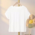 thumbnail image 2 of Lzobxe Tops for Women Trendy Summer Casual Solid Color Loose Short Sleeve Round-Neck,Sizes L-5XL, 2 of 6