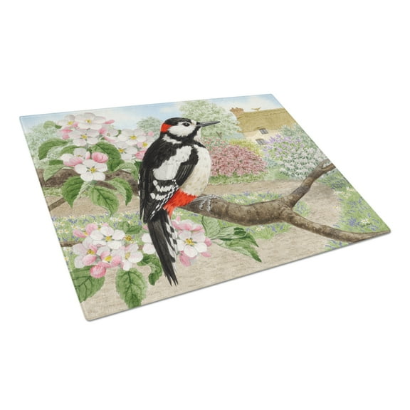 Caroline's Treasures Woodpecker Glass Cutting Board Large