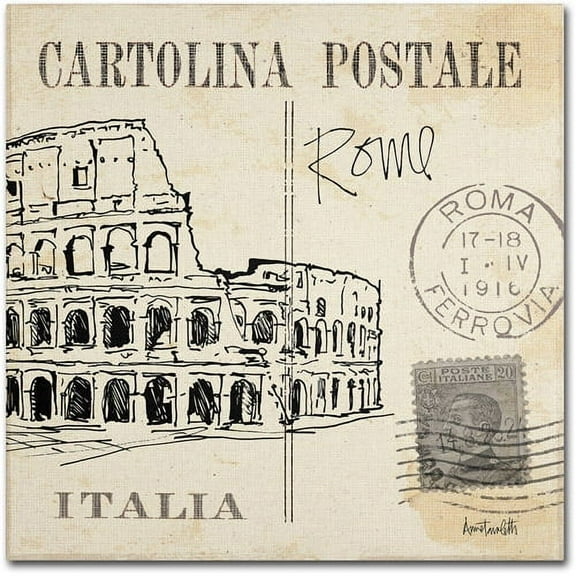 Trademark Fine Art "Postcard Sketches IV" Canvas Art by Anne Tavoletti