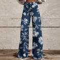 thumbnail image 2 of Tnhcen Women's Imitated Denim Print High Waist Flare Leg Pants, Button Pocket Zipper Casual Trousers, Elegant Vintage Wide Leg Pants S-5XL, 100% Polyester Twill, 2 of 6