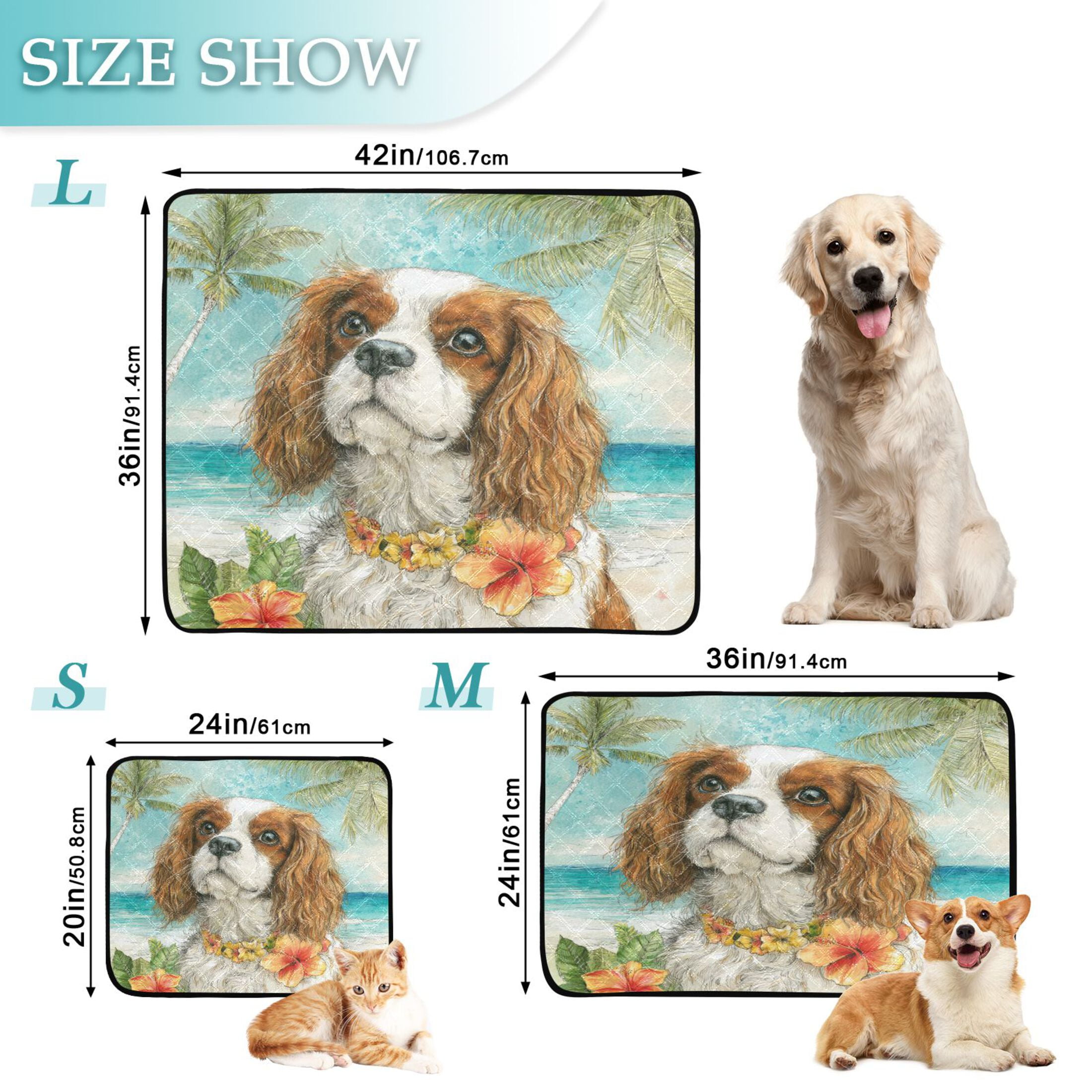 Qxltty Cavalier King Charles Spaniel Dog Cat litter Pads Pet Set of 3 Diaper Mats Center Anti-leakage Layer Absorbent Soft and Comfortable