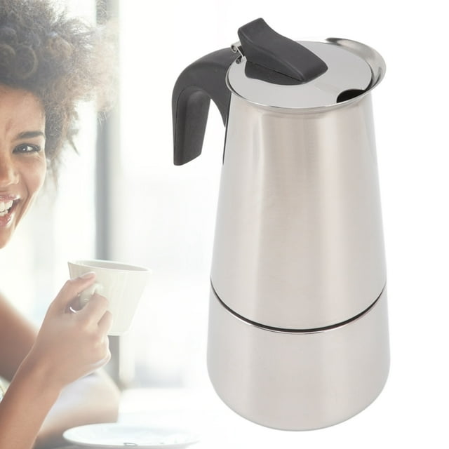 Cafetière Portable de Qualité Alimentaire, Cafetière en Acier Inoxydable, Machines à Expresso avec Double Fond en Acier Inoxydable pour Maison et Camping en Plein Air