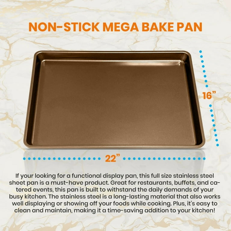 NutriChef Metal Oven Large Baking Tray, Professional Quality Non-Stick Mega Pan  Bake Trays (Gold) - Yahoo Shopping