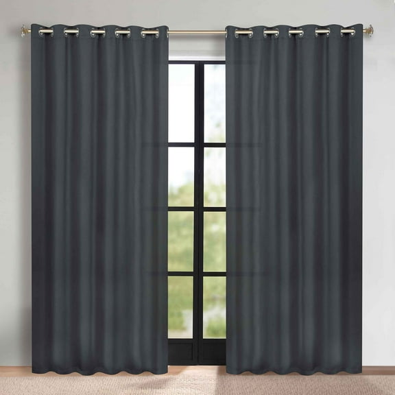 Superior Blackout Solid Light Filtering Grommet Curtain Panel Set, 70"X 84", Grey