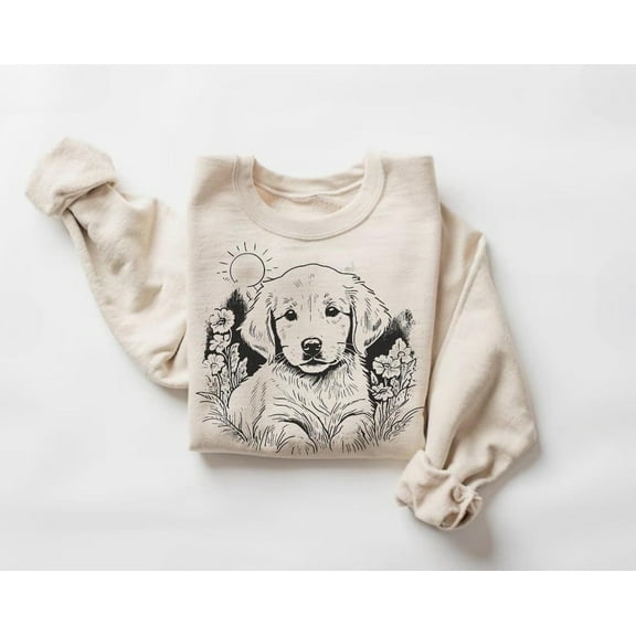 Golden Retriever Sweatshirt, Dog Lover, Puppy Sweater, Floral Print Crewneck, Animal Lover Shirt551 Tshirt All Size S-5XL