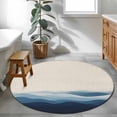 thumbnail image 3 of Round Rugs 3Ft, Blue Beige Ombre Round Area Rug Washable Indoor Throw Carpet, Minimalist Ocean Waves Linen Small Non Slip Circle Rug for Bedroom Living Room Home Decor Aesthetic, 3 of 8