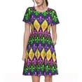 thumbnail image 1 of Disketp Mardi Gras4 para Vestido de Manga Corta para Mujeres, Vestidos de Verano para Mujeres, Casual y Holgado para la Playa, 1 of 6