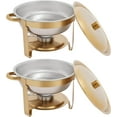 thumbnail image 3 of 2PCS Gold Chafing Dish Set, 5QT Round Buffet Warmer with Lids & Burners, Chafing Dishes for Weddings, Events, Banquets, Catering, Party, 3 of 9
