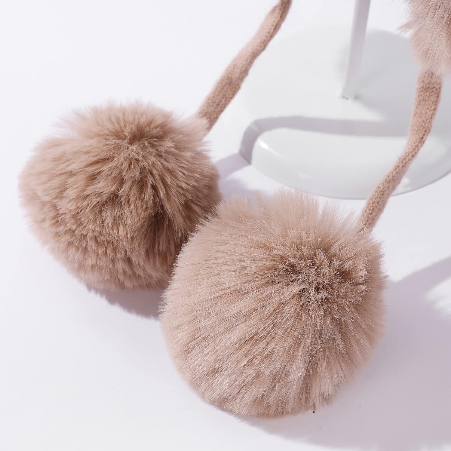 Zhengup Women Winter Peruvian Cover Ears Beanie Hat Ear Flaps Sherpa Ski Snow Hats Knit Fleece Lined 3 Pom Pom