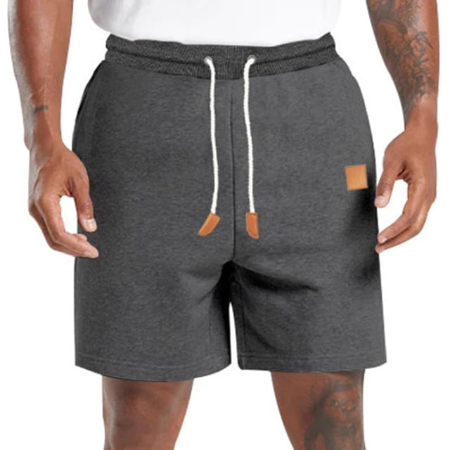 EGNMCR Mens Shorts Men's Cotton Elastic Drawstring Color Sports Pocket Shorts Gifts for Men