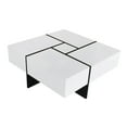 thumbnail image 3 of White Extendable Coffee Table, Square Modern Design with 4 Hidden Compartments, Sliding Puzzle Top for Living Room, UV Gloss Finish, 3 of 17
