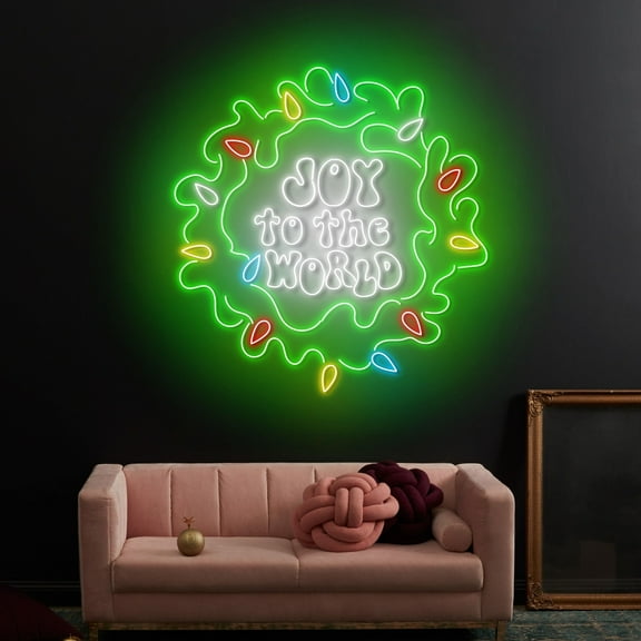 Craftnamesign Joy To The World Neon Sign, Joy To The World Led Light, Christmas Quote Wall Art