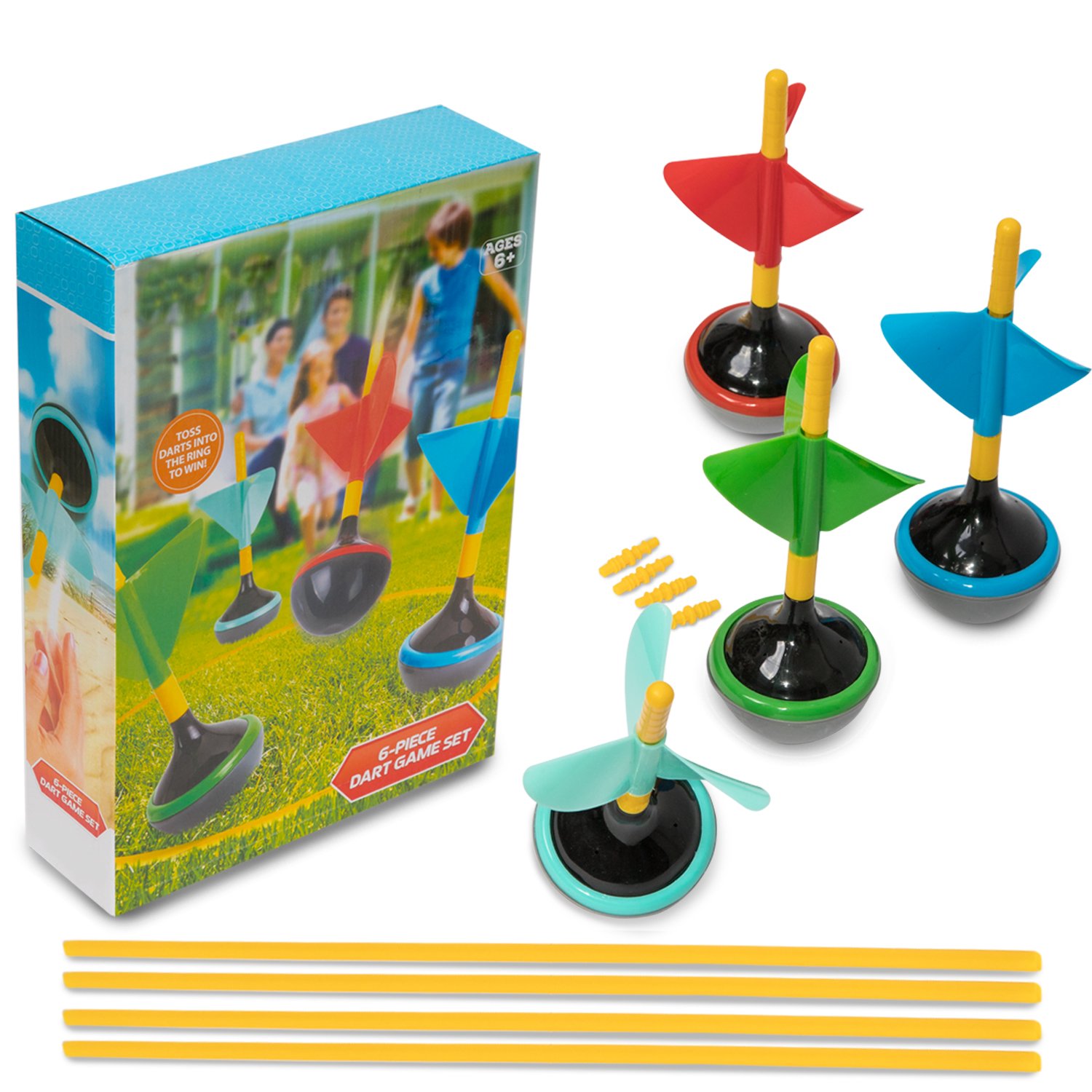 Backyard Lawn Darts Game Safe Plastic for Kids 6 Pcs Toss Set