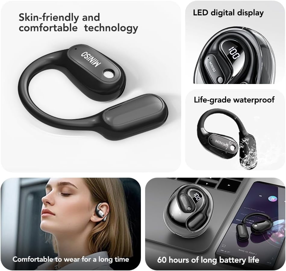 MINISO MS190 AI Translation Earbuds Real Time 135 Language Open Ear Translator Earbuds Fit iOS and Android