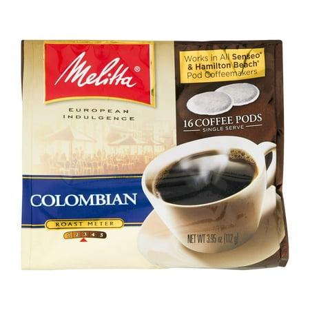 MelittaR Colombian Coffee Pods For Senseo Hamilton Beach Pod Brewers 16 Ct Bag MelittaR Colombian Coffee Pods For Senseo Hamilton Beach Pod Brewers 16 Ct Bag
