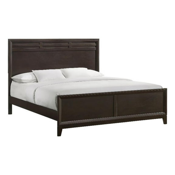 Pemberly Row Contemporary 79"W King Panel Wood Bed in Merlot