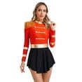 thumbnail image 3 of vastwit Womens Long Sleeve Tassel Shoulder Board Leotard Dress for Stage Performance Red S, 3 of 6