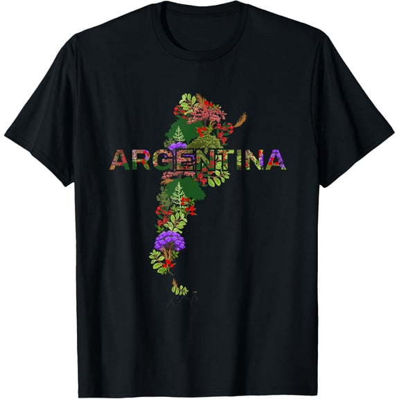 Argentina Botanical Map - Buenos Aires Souvenir T-Shirt men and women can wear, black, white, gifts