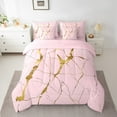 thumbnail image 2 of Manfei Pink Marble 7-Piece Twin Bedding Sets,Watercolor Art Bedding Comforter Set,Stone Patter Breathable Sheet Sets,Ultra Soft Teenager Bedroom Decor,Reversible, 2 of 7