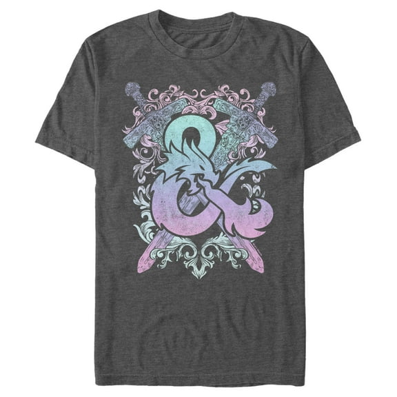 Men's Dungeons & Dragons Pastel Rainbow Logo Graphic Tee Charcoal Heather Small