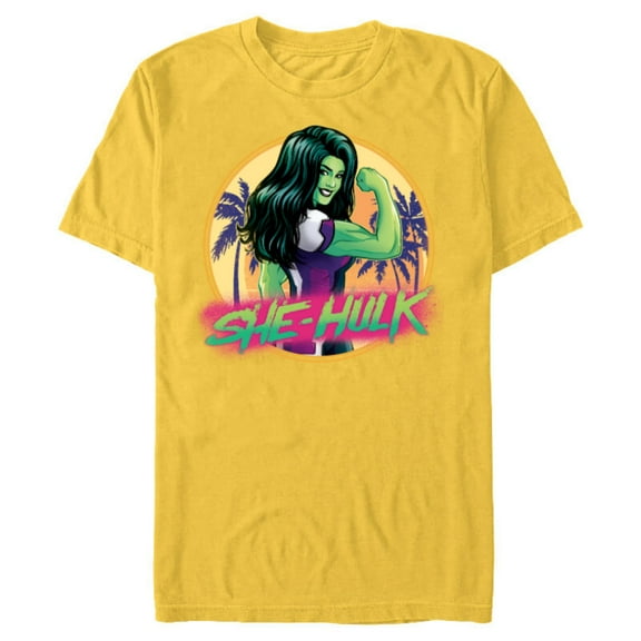 Marvel She-Hulk Jennifer Walters Palm Tree Flex - Short Sleeve Blended T-Shirt for Adults - Customized-Yellow
