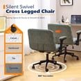 thumbnail image 4 of Ktaxon Office Chair with Chenille Fleece Upholstery, Flip-Top Armrest Desk Chair on Metal Star Base, Adjustable Height & Quiet Casters for Home Study Green, 4 of 8