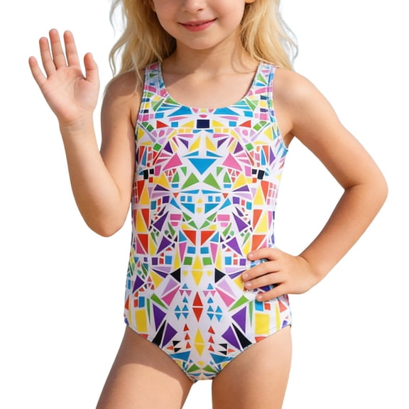 MEZZALL Summer Colorful Print Girls Swimwear For Swim Training And Lessons Comfortable Athletic Swim Bohemian With Cartoon / Flower Print Beachwear